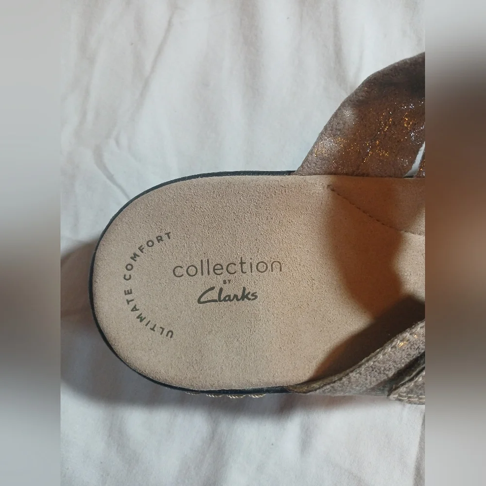 Clarks Collection Metallic Slide Sandals - Women's